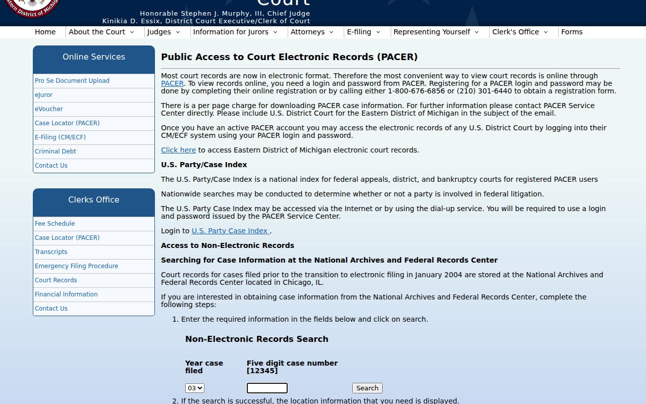 Westland resident lookup Eastern District of Michigan court records