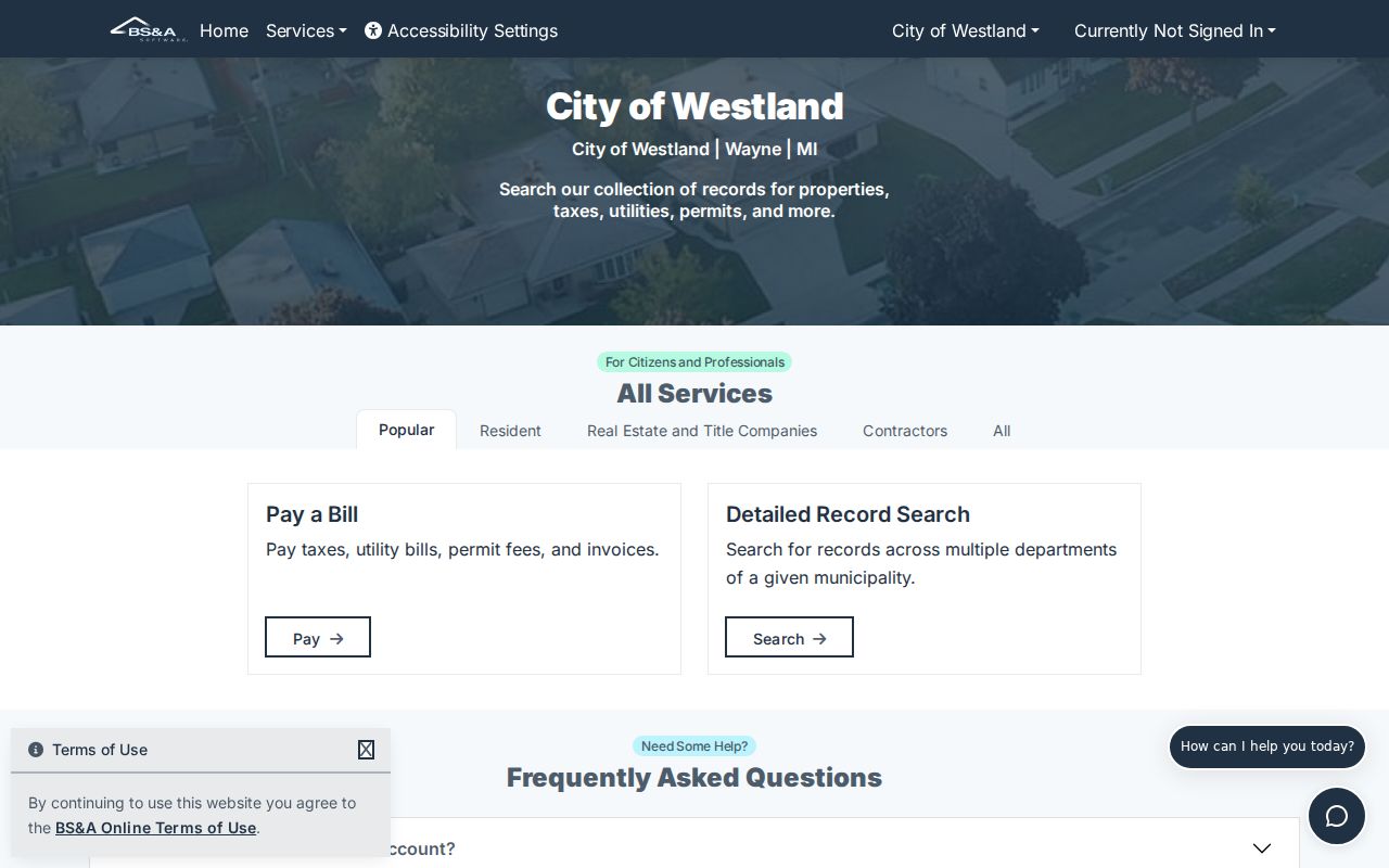 Westland residents directory BS and A property record hub