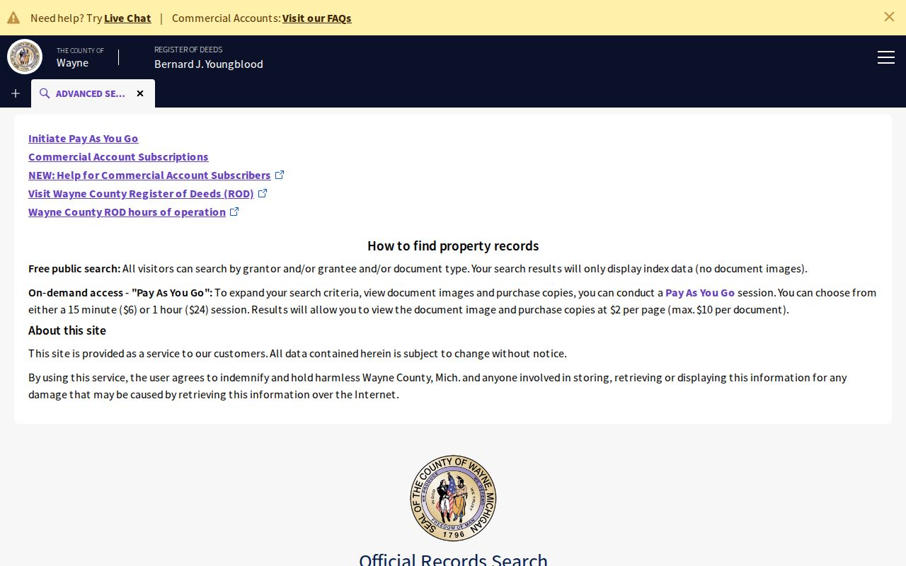 Westland street directory Wayne County grantor grantee land search