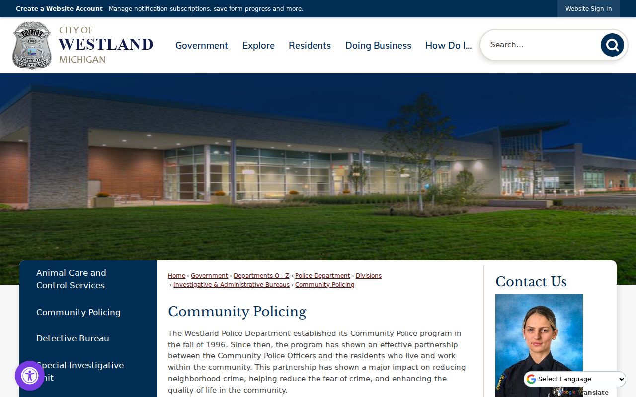 Westland neighbors Community Policing public contacts
